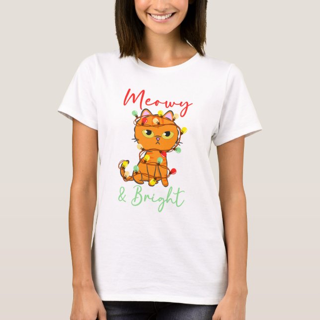 Meowy & Bright Orange Katzenleuchten T-Shirt (Vorderseite)