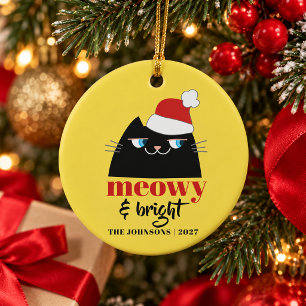 Meowy & Bright Personalisierter Familienkatzen-Wei Keramik Ornament