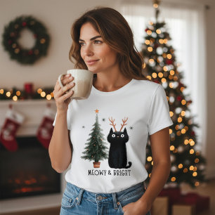 Meowy & Bright Süße Katzen-Weihnachtsbaum Tri-Blend Shirt