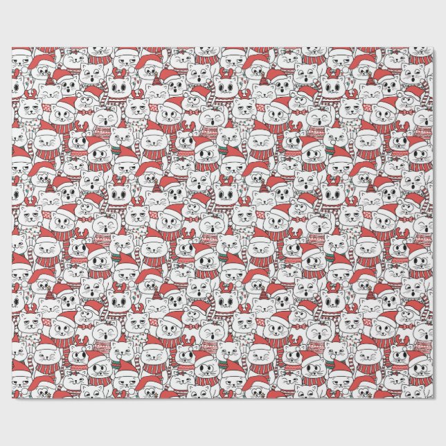 Meowy & Bright - Weihnachtskatzen Geschenkpapier (Flach)