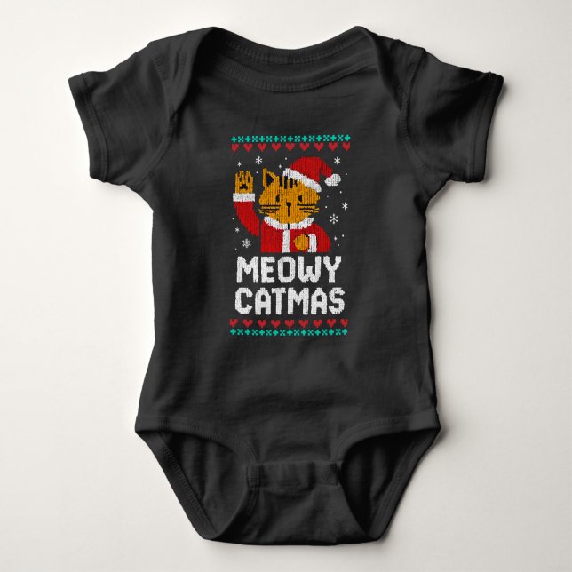 Meowy Catmas Baby Strampler (Vorderseite)