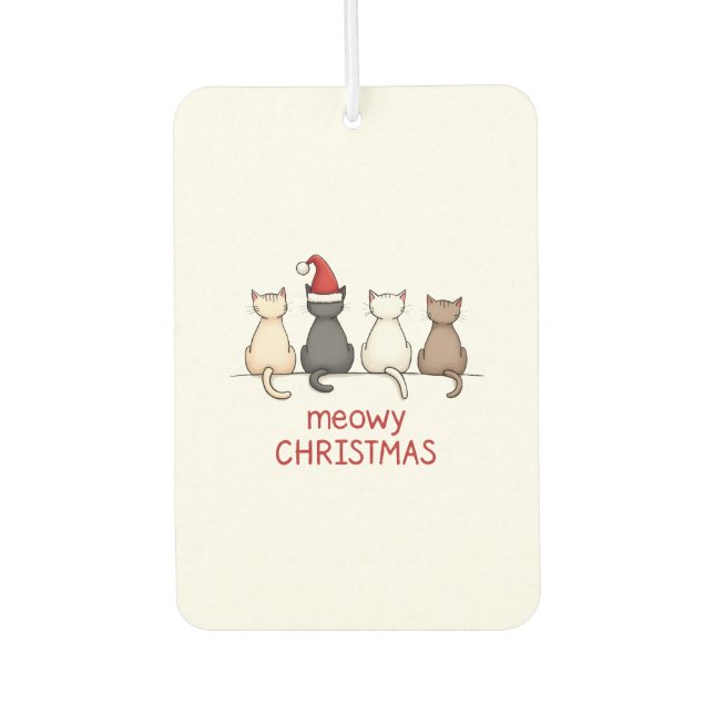 Meowy Catmas Cat Christmas Cute Kitten Cats Santa  Autolufterfrischer (Vorderseite)
