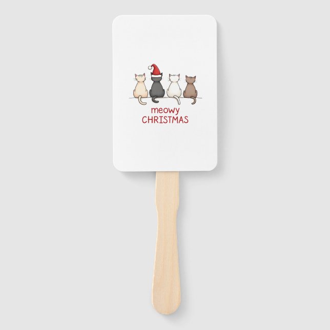 Meowy Catmas Cat Christmas Cute Kitten Cats Santa  Fächer (Vorderseite)