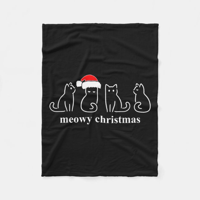 Meowy Catmas Cat Christmas Cute Kitten Cats Santa  Fleecedecke (Vorderseite)