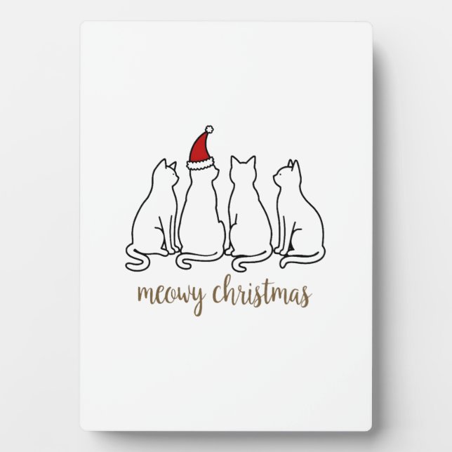 Meowy Catmas Cat Christmas Cute Kitten Cats Santa  Fotoplatte (Vorderseite)