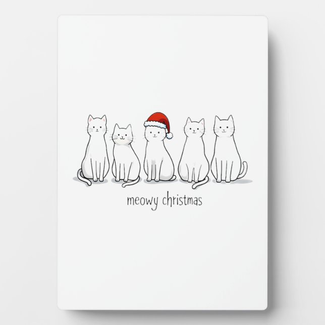Meowy Catmas Cat Christmas Cute Kitten Cats Santa  Fotoplatte (Vorderseite)