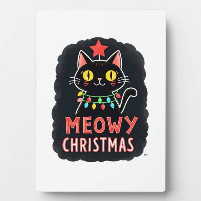 Meowy Catmas Cat Christmas Cute Kitten Cats Santa  Fotoplatte (Vorderseite)