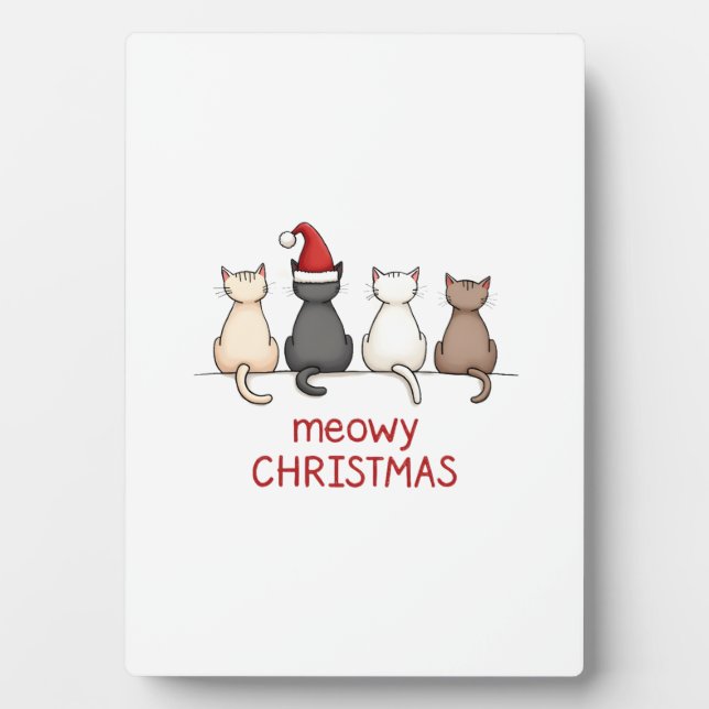 Meowy Catmas Cat Christmas Cute Kitten Cats Santa  Fotoplatte (Vorderseite)