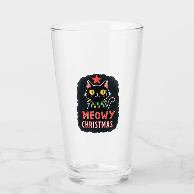 Meowy Catmas Cat Christmas Cute Kitten Cats Santa  Glas (Vorderseite)