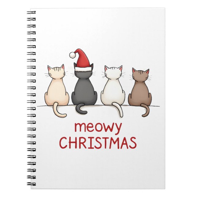 Meowy Catmas Cat Christmas Cute Kitten Cats Santa  Notizblock (Vorderseite)