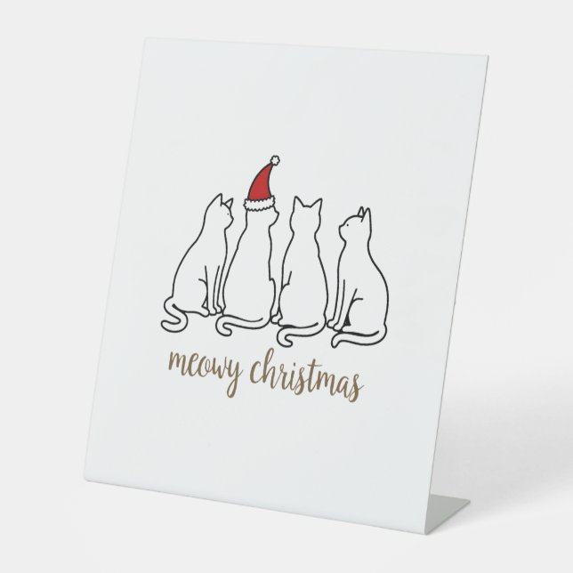 Meowy Catmas Cat Christmas Cute Kitten Cats Santa  Sockelschild (Vorderseite)