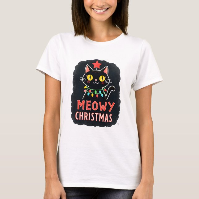 Meowy Catmas Cat Christmas Cute Kitten Cats Santa  T-Shirt (Vorderseite)