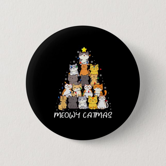 Meowy Catmas Cat Christmas Tree Merry Catmas Boys  Button (Vorderseite)