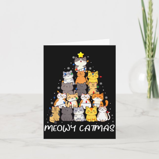 Meowy Catmas Cat Christmas Tree Merry Catmas Boys  Karte (Vorderseite)