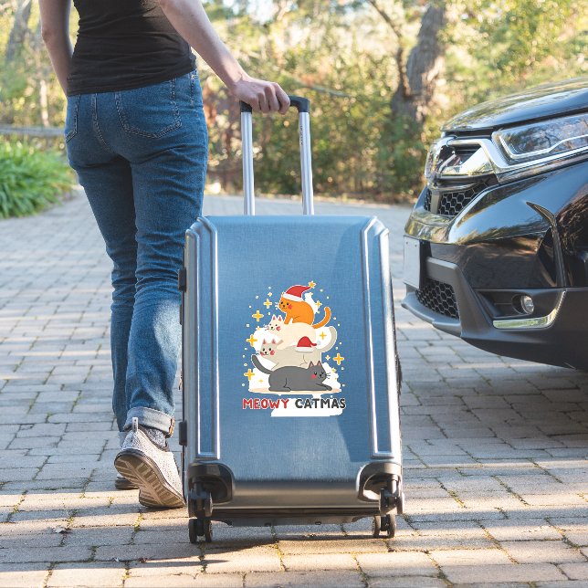 Meowy Catmas Cat Christmas Tree Xmas (2) Aufkleber (Koffer Insitu)