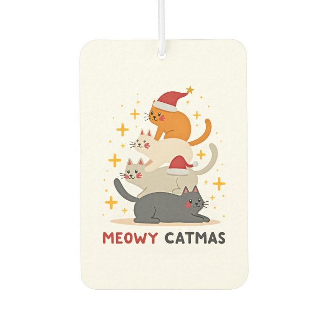 Meowy Catmas Cat Christmas Tree Xmas (2) Autolufterfrischer (Vorderseite)