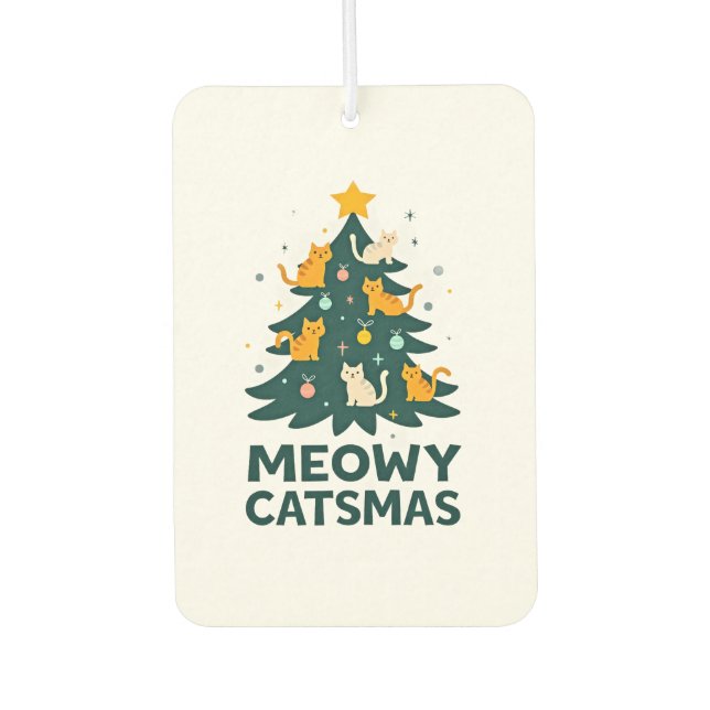 Meowy Catmas Cat Christmas Tree Xmas Funny Santa C Autolufterfrischer (Vorderseite)