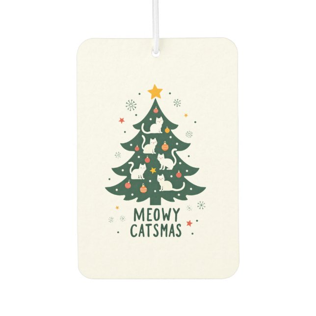 Meowy Catmas Cat Christmas Tree Xmas Funny Santa C Autolufterfrischer (Vorderseite)