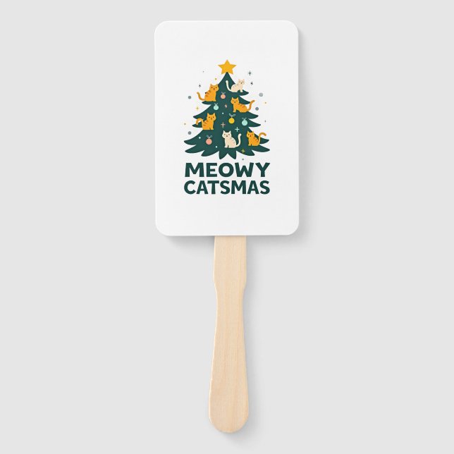 Meowy Catmas Cat Christmas Tree Xmas Funny Santa C Fächer (Vorderseite)