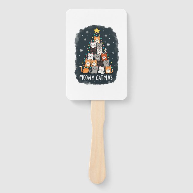 Meowy Catmas Cat Christmas Tree Xmas Girls Boys Fu Fächer (Vorderseite)