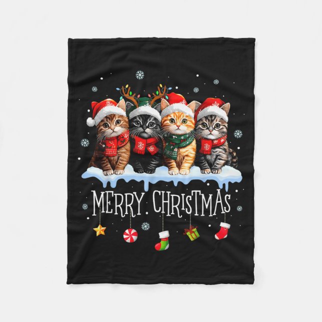 Meowy Catmas Cat Christmas Tree Xmas Girls Boys Fu Fleecedecke (Vorderseite)