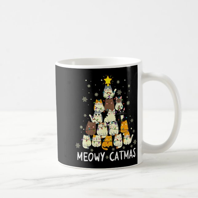 Meowy Catmas Cat Christmas Tree Xmas Girls Boys Fu Kaffeetasse (Rechts)