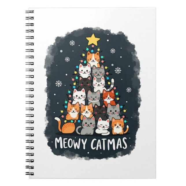 Meowy Catmas Cat Christmas Tree Xmas Girls Boys Fu Notizblock (Vorderseite)
