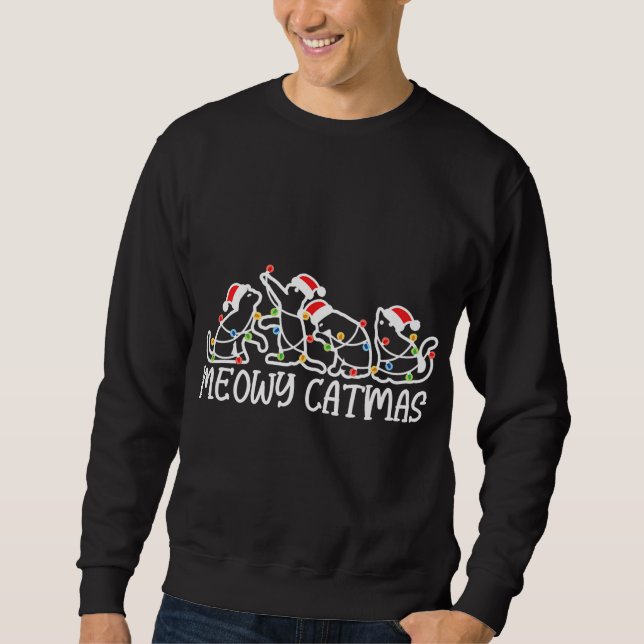 Meowy Catmas, Cat Lover Christmas Sweatshirt (Vorderseite)
