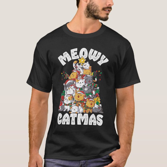 Meowy Catmas Cat Tree T-Shirt (Vorderseite)