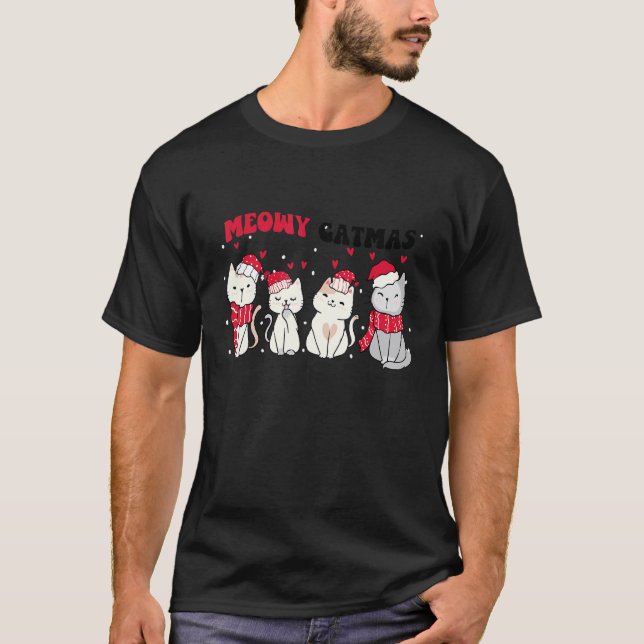 Meowy Catmas Christmas Cat Cat  Xmas Tees (Vorderseite)