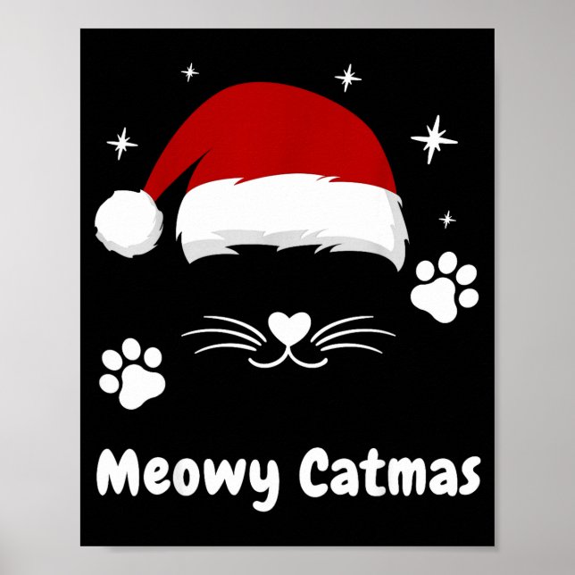 Meowy Catmas Cute Kitten Cats Santa Hat Christmas  Poster (Vorne)