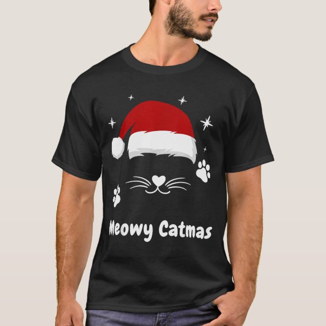 Meowy Catmas Cute Kitten Cats Santa Hat Christmas  T-Shirt (Vorderseite)