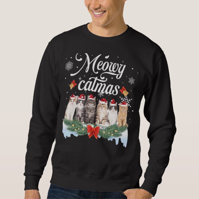 Meowy Catmas Familie Matching Weihnachten Pajamas  Sweatshirt (Vorderseite)