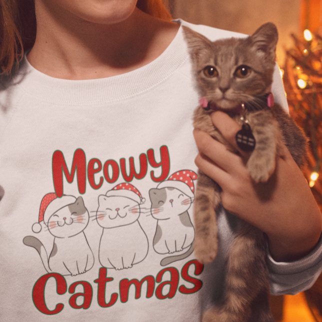 Meowy Catmas, fröhliche Weihnachtskatzen Sweatshirt (Meowy Catmas, Merry Christmas cats sweatshirt)