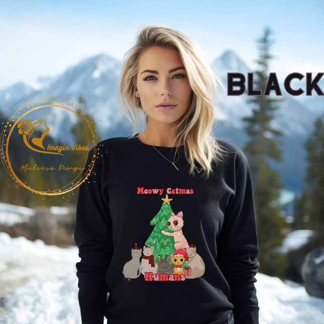 Meowy Catmas, Funny Christmas Cat Sweatshirt (Von Creator hochgeladen)