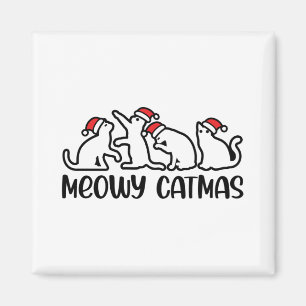 Meowy Catmas Funny Santa Cats Xmas Saison Magnet