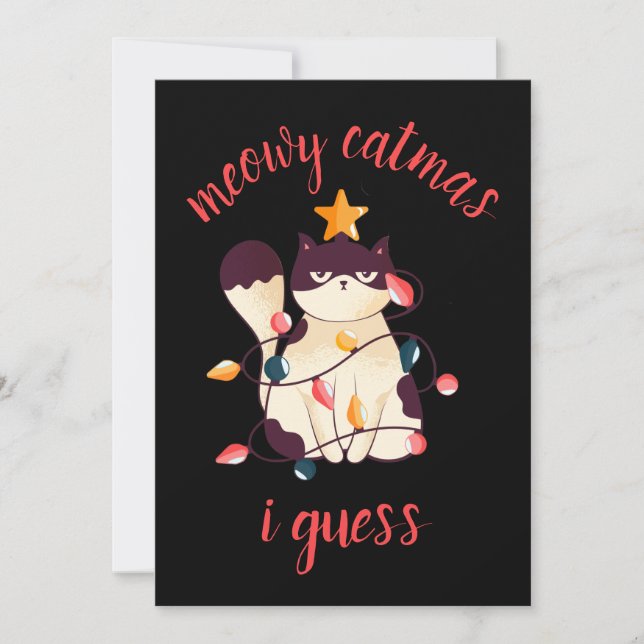 Meowy Catmas Funny Sarcastic Cat Lover Weihnachten (Vorderseite)