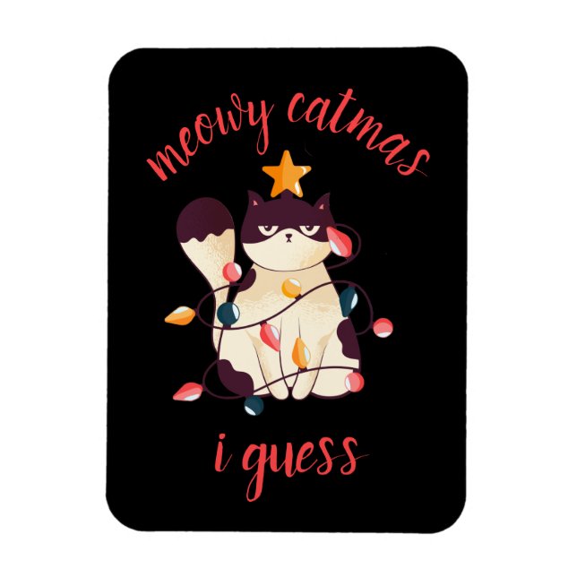 Meowy Catmas Funny Sarcastic Cat Lover Weihnachten Magnet (Vertikal)