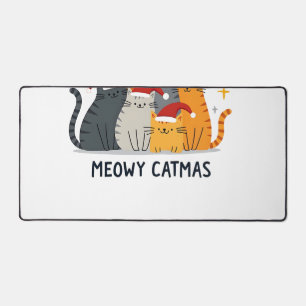 Meowy Catmas Katze Weihnachtsbaum Xmas (4) Schreibtischunterlage
