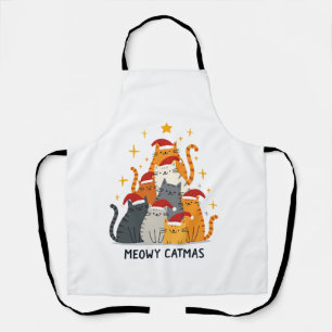 Meowy Catmas Katze Weihnachtsbaum Xmas (4) Schürze