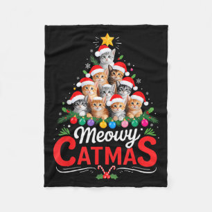 Meowy Catmas Katze Weihnachtsbaum Xmas Mädchen Jun Fleecedecke
