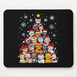 Meowy Catmas Katze Weihnachtsbaum Xmas Mädchen Jun Mousepad