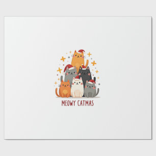 Meowy Catmas Katzen Weihnachtsbaum Xmas (1) Geschenkpapier