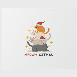 Meowy Catmas Katzen-Weihnachtsbaum Xmas (2) Geschenkpapier