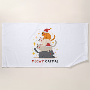 Meowy Catmas Katzen-Weihnachtsbaum Xmas (2) Strandtuch
