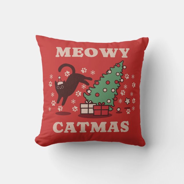 Meowy Catmas Kissen (Vorderseite)
