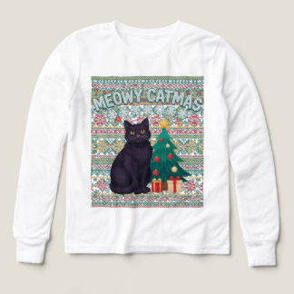 Meowy Catmas Langarmshirt Weihnachten Katze Shirt
