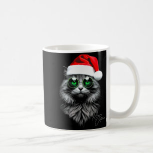 Meowy Catmas Lustiges Cooles Xmas Katze Santa Hut Kaffeetasse