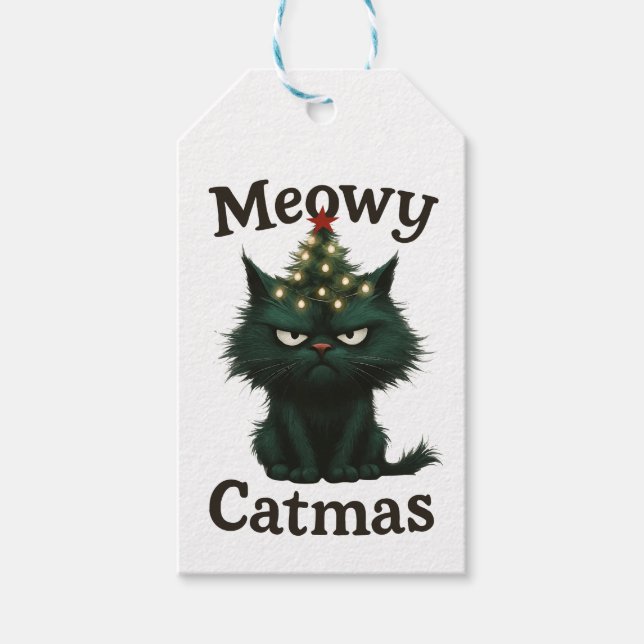 Meowy Catmas Moody cat Geschenkanhänger (Vorderseite)