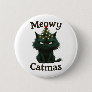 Meowy Catmas Moody Katze Button